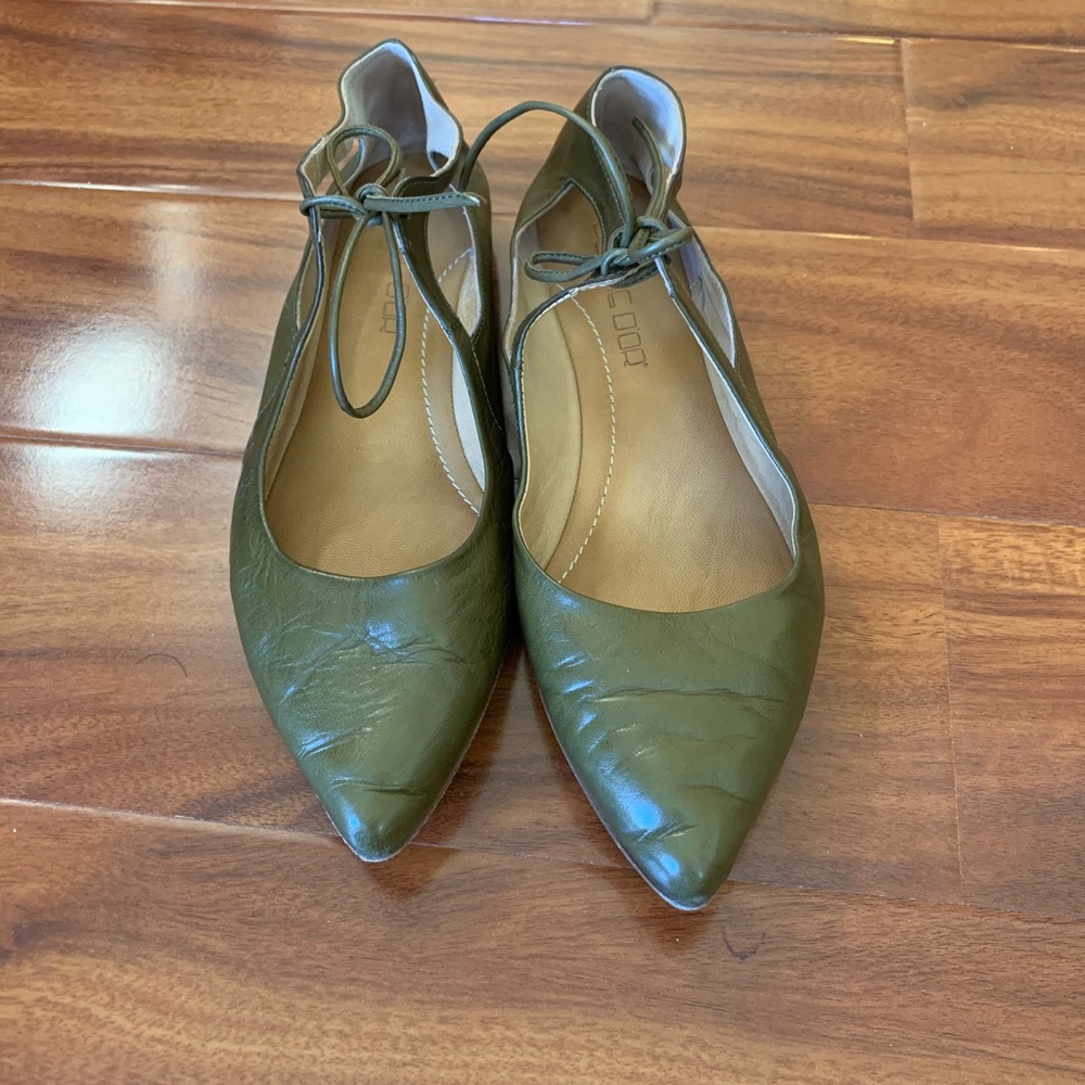 Pomme D’or Green Leather Ballerina Flats